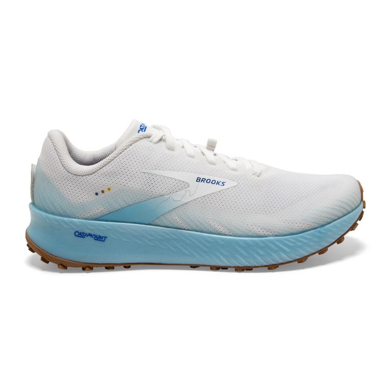 Brooks Catamount Trail Running Shoes - Men's - White/Iced Aqua/Blue (60142-IMJE)